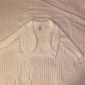 White fluffy shirt cardigan/sweater